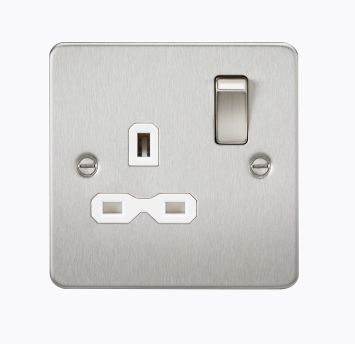 BRUSHED CHROME FLATPLATE WHITE INSERT