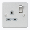 Brushed Chrome 1-Gang Switched Socket