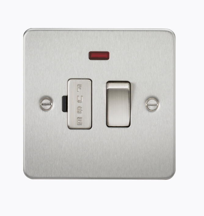 13A Switched Fused Spur Unit with Neon - Brushed Chrome FP6300NBC