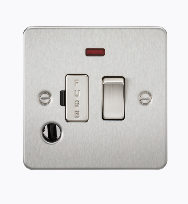 13A Switched Fused Spur Unit with Neon & Flex Outlet - Brushed Chrome FP6300FBC