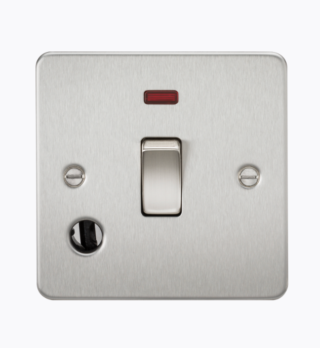 20A 1G DP Switch with Neon & Flex Outlet - Brushed Chrome FP8341FBC