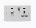 45A DP Switch & 13A Socket with Neons - Brushed Chrome with Grey Insert FPR83MNBCG