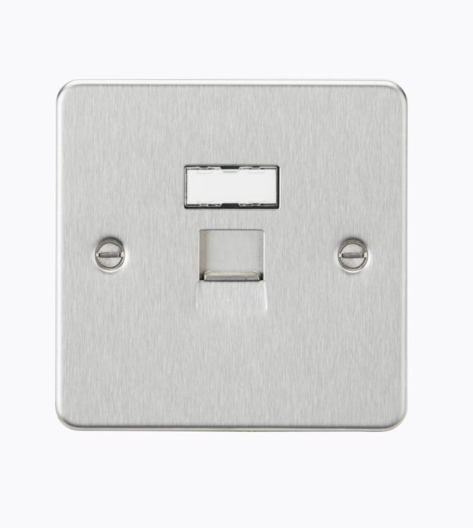 UTP CAT6a RJ45 Network Outlet - Brushed Chrome FPC6BC
