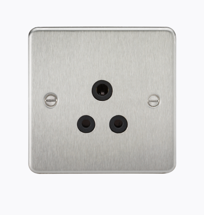 5A Unswitched Socket - Brushed Chrome with Black Insert FP5ABC