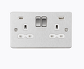 13A 2G SP Switched Socket with Dual USB A+C (5V DC 4.0A shared) - Brushed Chrome with White Insert FPR9940BCW