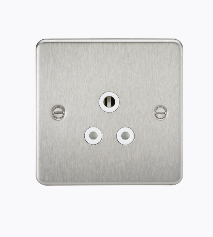5A Unswitched Socket - Brushed Chrome with White Insert FP5ABCW