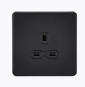 13A 1G Unswitched Socket - Matt Black with Black Insert