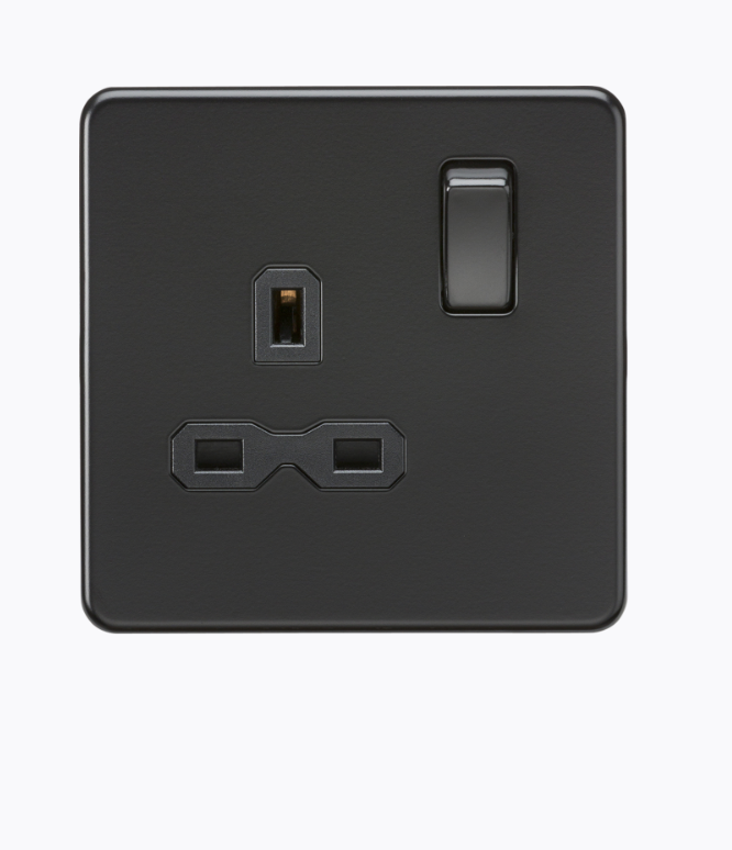 13A 1G DP Switched Socket - Matt Black with Black Insert SFR7000MBB