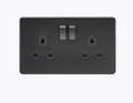 13A 2G DP Switched Socket screwless flatplate - Matt Black with Black insert SFR9000MBB