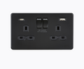 13A 2G SP Switched Socket with Dual USB A+C (5V DC 4.0A shared) - Matt Black with Black Insert SFR9940MBB
