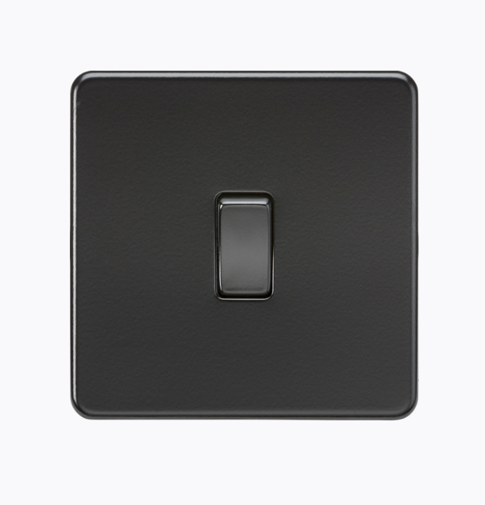 10AX 1G 2-way Switch - Matt Black with black rocker SF2000MBB