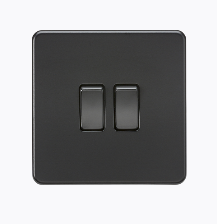 10AX 2G 2-way Switch - Matt Black with black rockers SF3000MBB