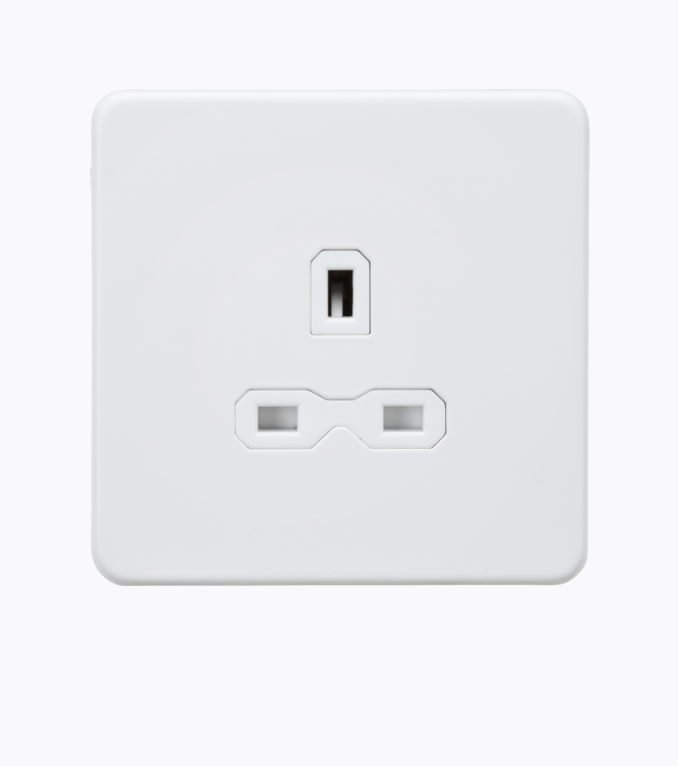 13A 1G Unswitched Socket - Matt White with White Insert SFR7000UMW