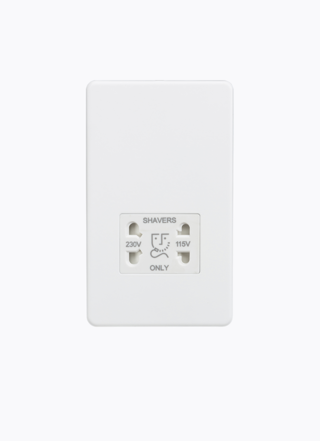 115/230V Dual Voltage Shaver Socket - Matt White with White insert SF8900MW