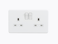 13A 2G DP Switched Socket with Twin Earths - Matt White with White Insert SFR9000MW